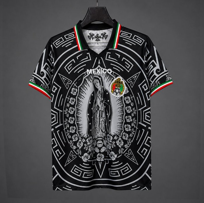 2026 Mexico Special Edition Black with Virgin of Guadalupe and Aztec Pattern Jersey