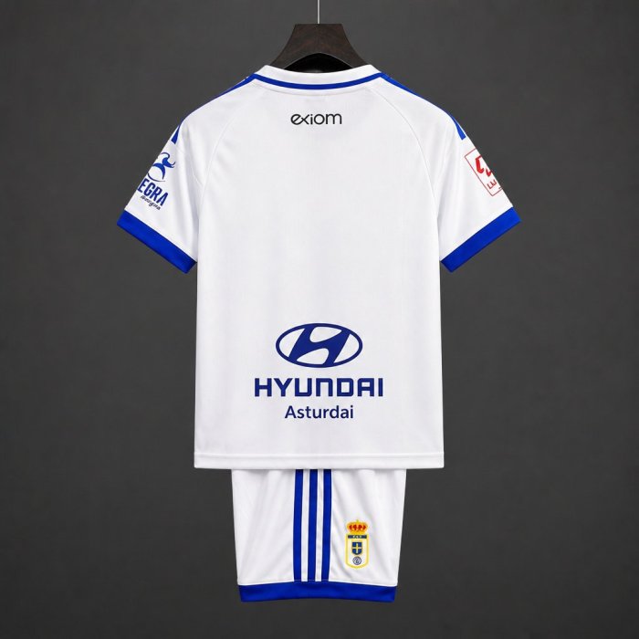26/27 Kids Real Oviedo Home White&Blue Kit Jersey