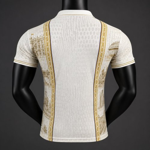 26/27 Real Madrid City  Edition Cream with Gold and Polo Collar Jersey