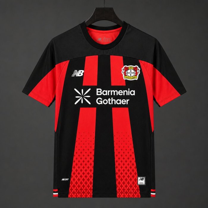 26/27 Bayer 04 Leverkusen Home Black/Red Vertical Stripes Jersey