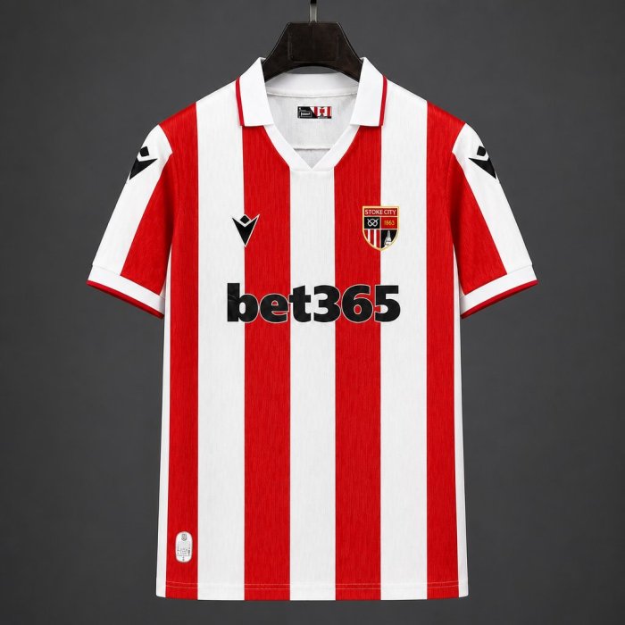 26/27 Stoke City Home Red Stripes Jersey