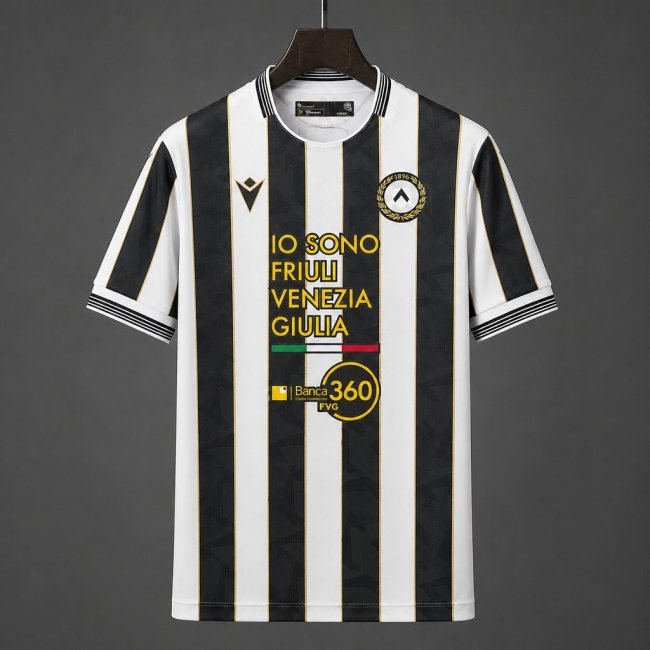 26/27 Udinese Home White With Black Stripes Jersey
