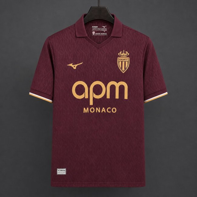 26/27 AS Monaco Away Maroon Jersey