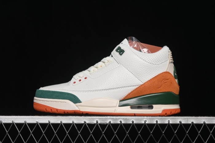 Nike Air Jordan 3 Retro  Miami  Solefly Collaboration White Green Orange Sneakers - IF4491-100