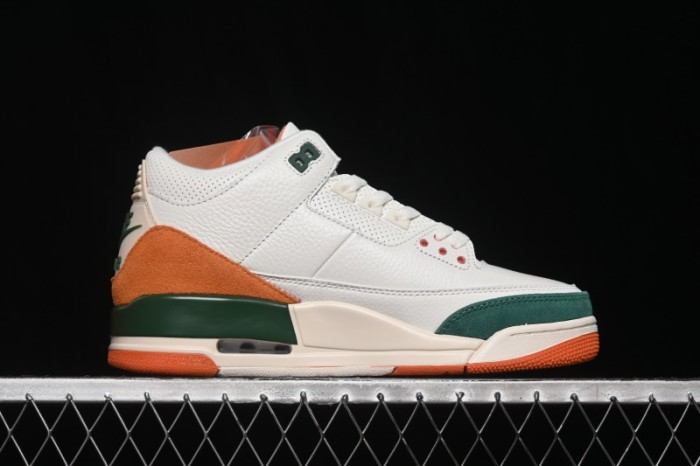 Nike Air Jordan 3 Retro  Miami  Solefly Collaboration White Green Orange Sneakers - IF4491-100