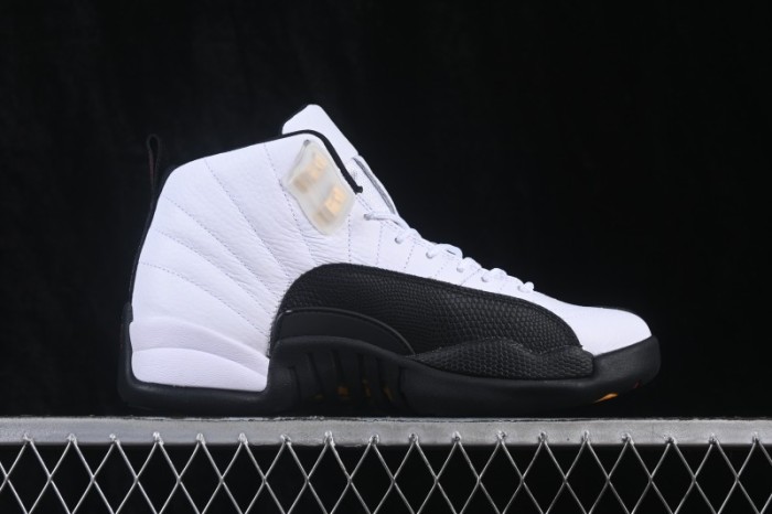 Nike Air Jordan 12 Retro Taxi Basketball Shoes with Gold Eyelets - CT8013-117