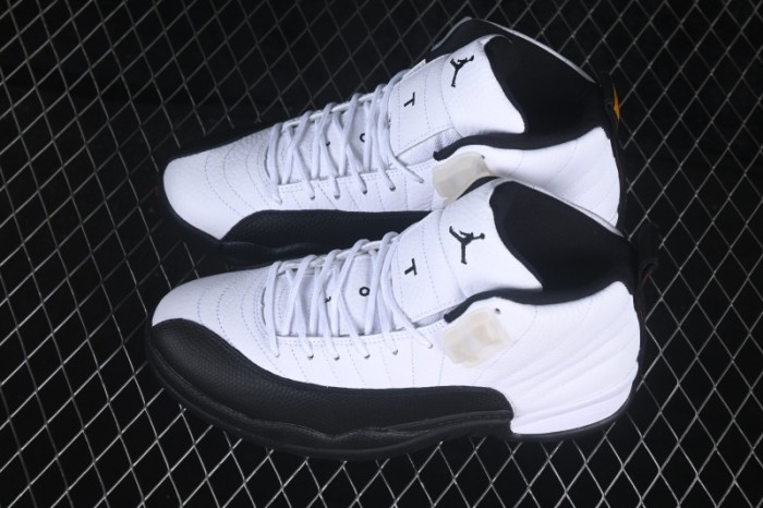 Nike Air Jordan 12 Retro Taxi Basketball Shoes with Gold Eyelets - CT8013-117