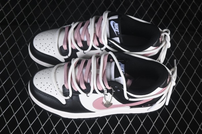 Nike SB Dunk Low Black Pink Strap Low-Top Casual Skateboard Shoes - CW1590-100