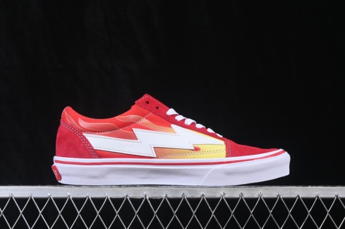 Revenge x Storm Old Skool Lightning Low-Top Skate Shoes Red Flame