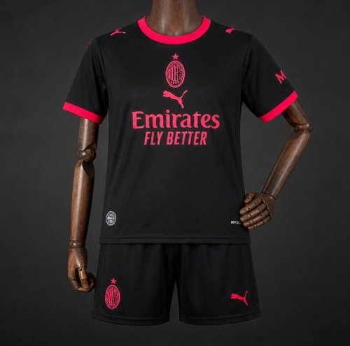 26/27 Kids AC Milan Third Black Jersey Kit