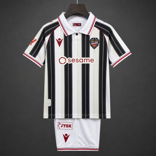 26/27 Kids Levante UD Away White Black Stripes Jersey Kit