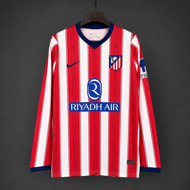 26/27 Atletico Madrid Home Long Sleeve Red Stripes Jersey