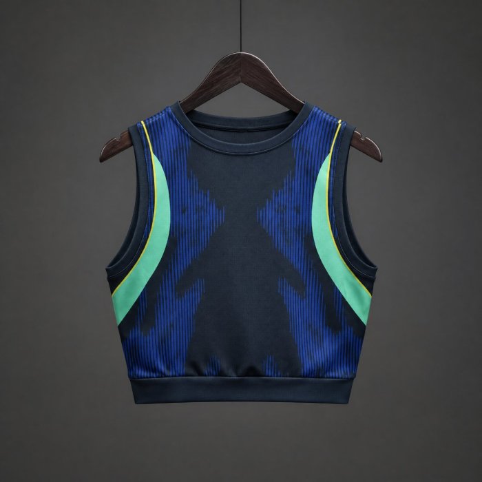 2026 Brazil Women's Cropped Away Navy Tank Top