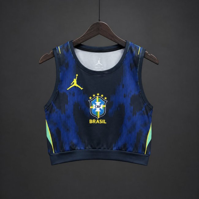 2026 Brazil Women's Cropped Away Navy Tank Top