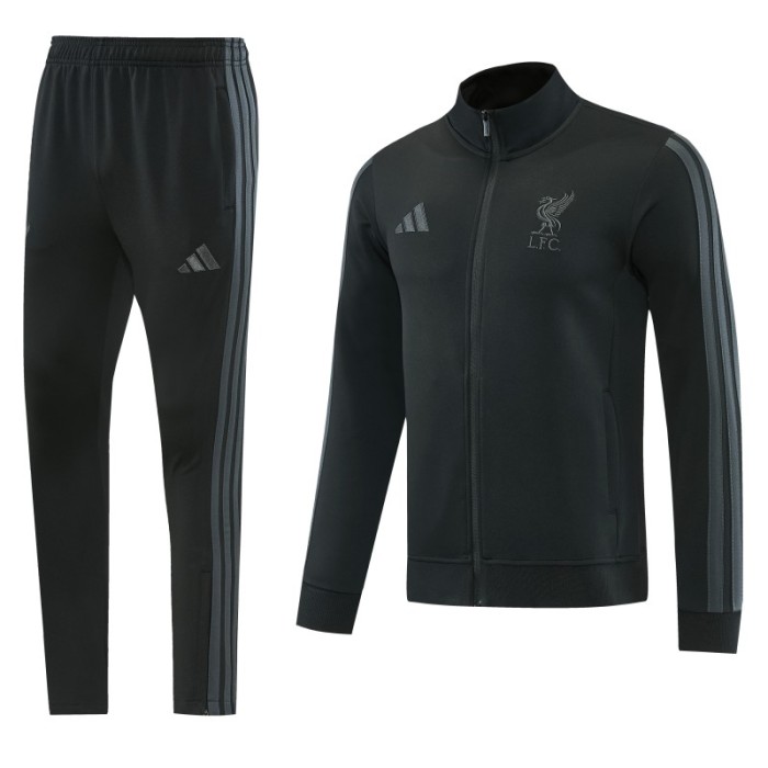 26/27 Liverpool  Black Full Zipper Jacket Tracksuit + Long Pants