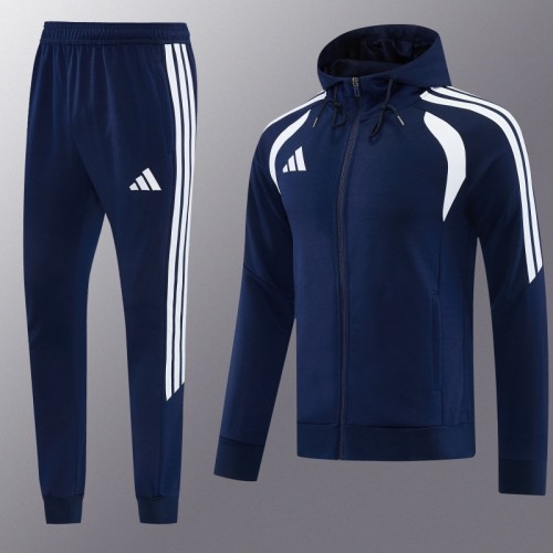 26/27 Adidas M06  Navy Blue Full Zipper Hooded Jacket Tracksuit + Long Pants