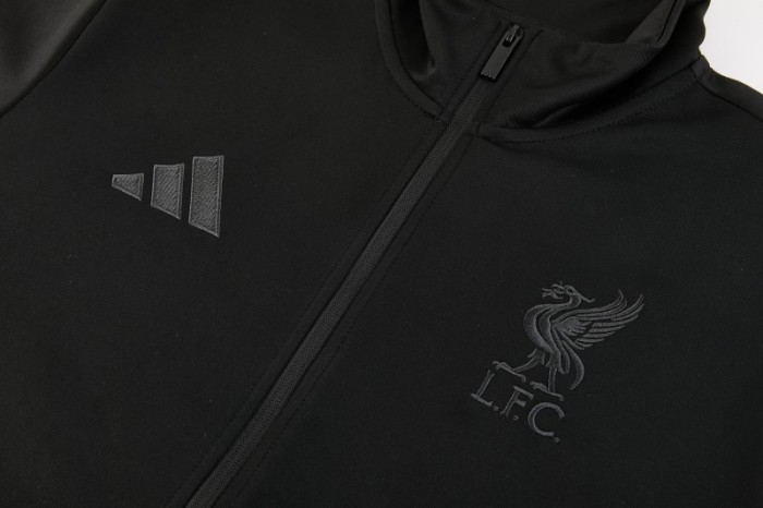 26/27 Liverpool  Black Full Zipper Jacket Tracksuit + Long Pants