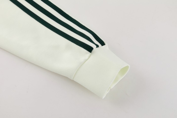 26/27 Real Madrid CF White Full Zipper Jacket Tracksuit + Green Long Pants