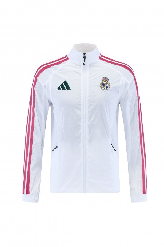 26/27 Real Madrid CF  White Full Zipper  Windbreaker Jacket