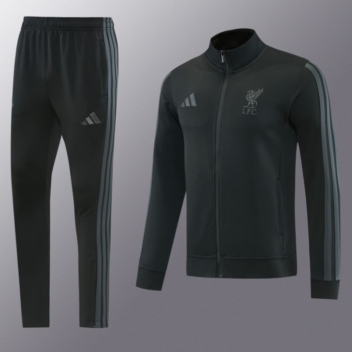 26/27 Liverpool  Black Full Zipper Jacket Tracksuit + Long Pants