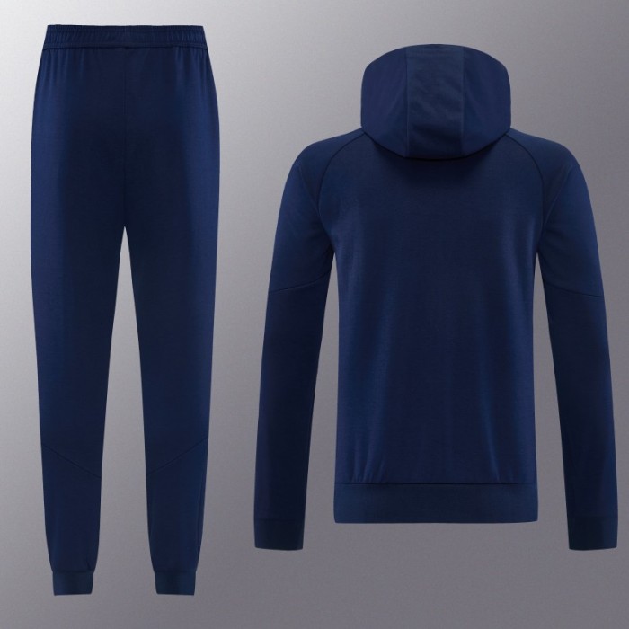 26/27 Adidas M06  Navy Blue Full Zipper Hooded Jacket Tracksuit + Long Pants