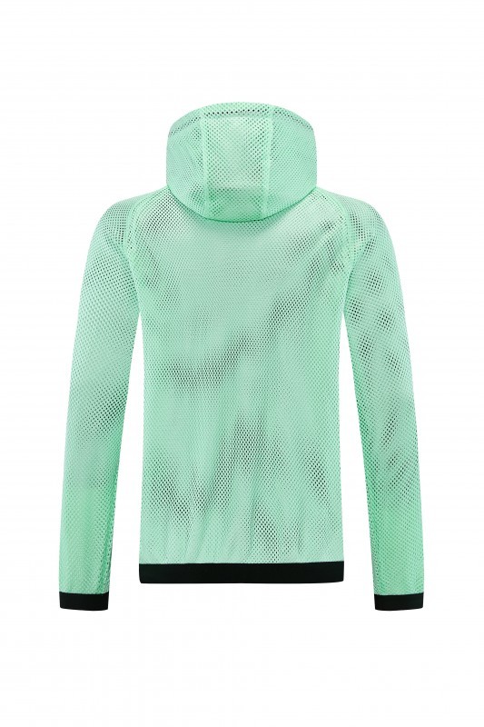 26/27 France Light Green Mesh Anthem Full Zipper Hooded Windbreaker Jacket