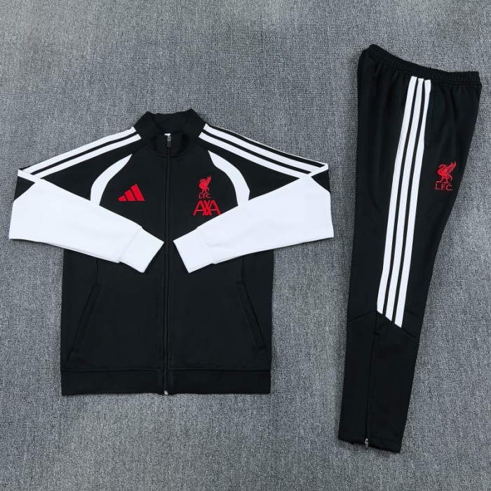 26/27  Liverpool FC  Black Full Zipper Jacket Tracksuit + Long Pants