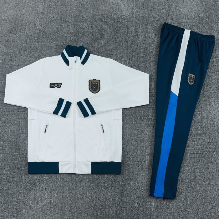 26/27 SSC Napoli  White Full Zipper Jacket Tracksuit + Long Pants