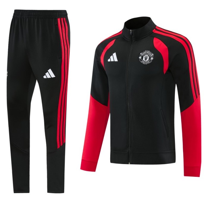 26/27 Manchester United FC  Black Full Zipper Jacket Tracksuit + Long Pants