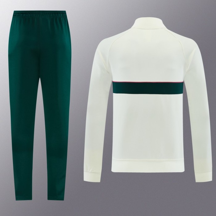 26/27 Real Madrid CF White Full Zipper Jacket Tracksuit + Green Long Pants