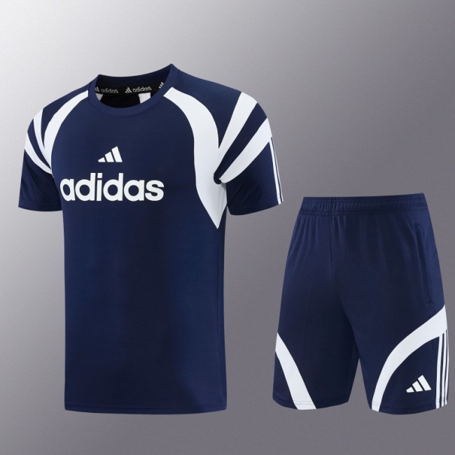 26/27 Adidas 17 Navy Blue Short Sleeve+Soccer Shorts