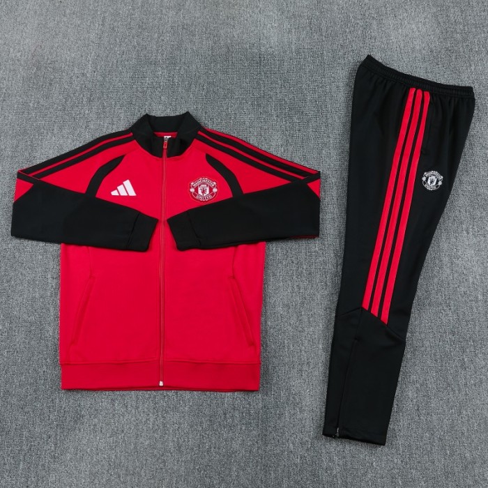 26/27 Manchester United FC  Red Full Zipper Jacket Tracksuit + Long Pants