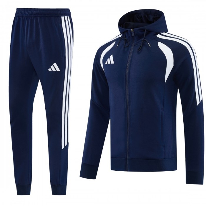 26/27 Adidas M06  Navy Blue Full Zipper Hooded Jacket Tracksuit + Long Pants