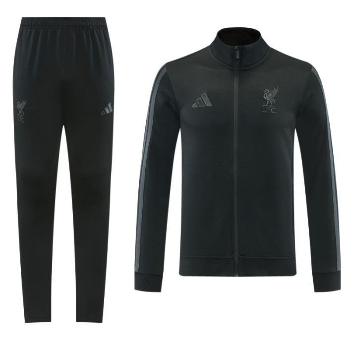 26/27 Liverpool  Black Full Zipper Jacket Tracksuit + Long Pants