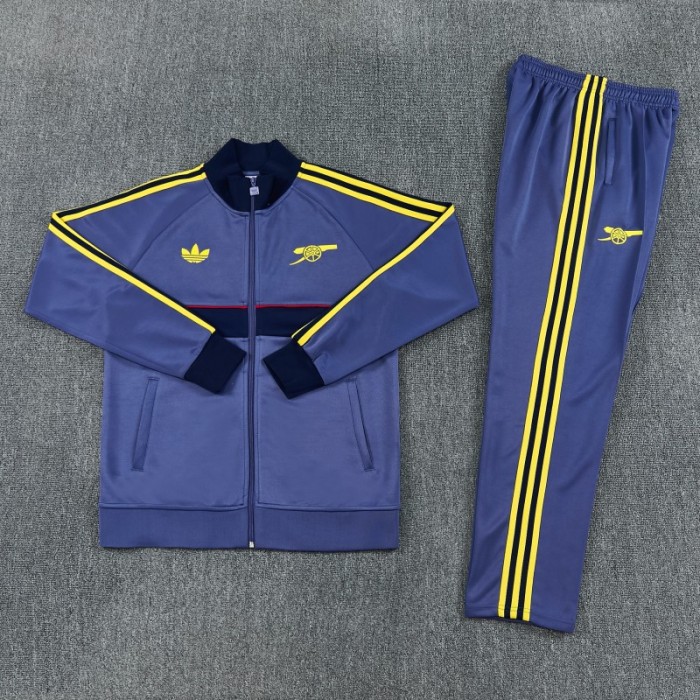26/27  Arsenal FC Blue Grey Full Zipper Jacket Tracksuit + Long Pants