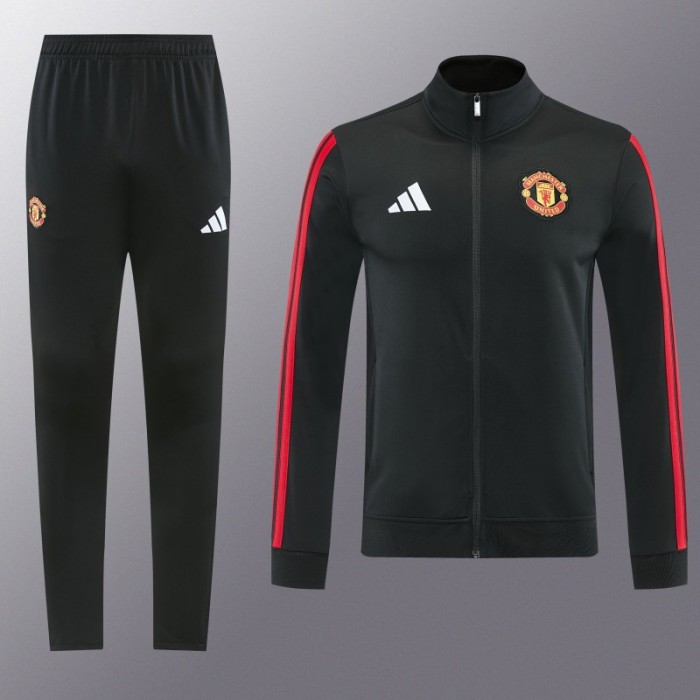 26/27 Manchester United Black Full Zipper Jacket Tracksuit + Long Pants
