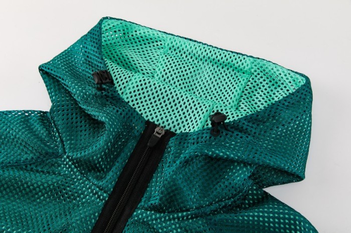 26/27 Brazil  Green Mesh Anthem Full Zipper Hooded Windbreaker Jacket