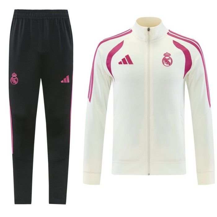 26/27 Real Madrid CF  White Full Zipper Jacket Tracksuit + Long Pants