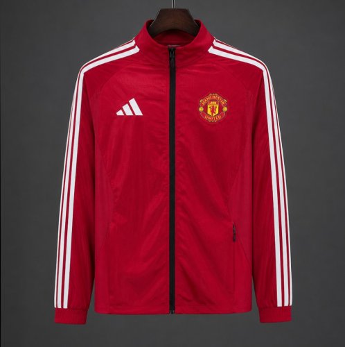 26/27 Manchester United FC Red Full Zipper Windbreaker Jacket