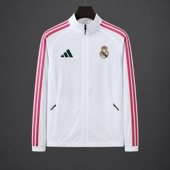 26/27 Real Madrid CF White Full Zipper Windbreaker Jacket