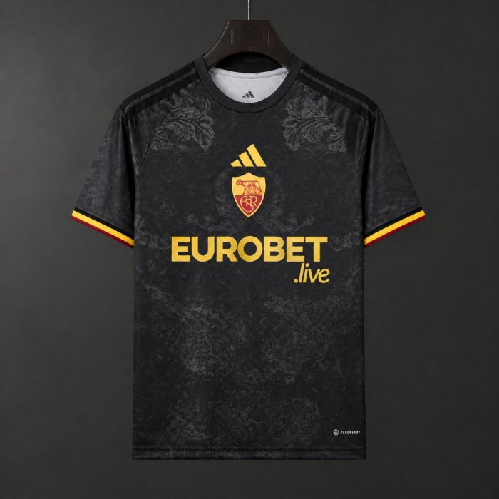 26/27 Roma Third Black Jersey With Sponsor