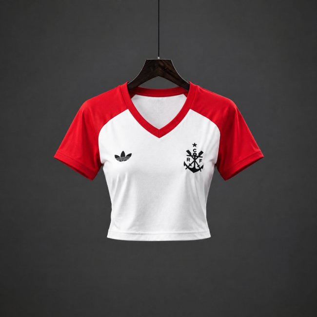 26/27 Flamengo Pre-Match Women White/Red Crop Jersey