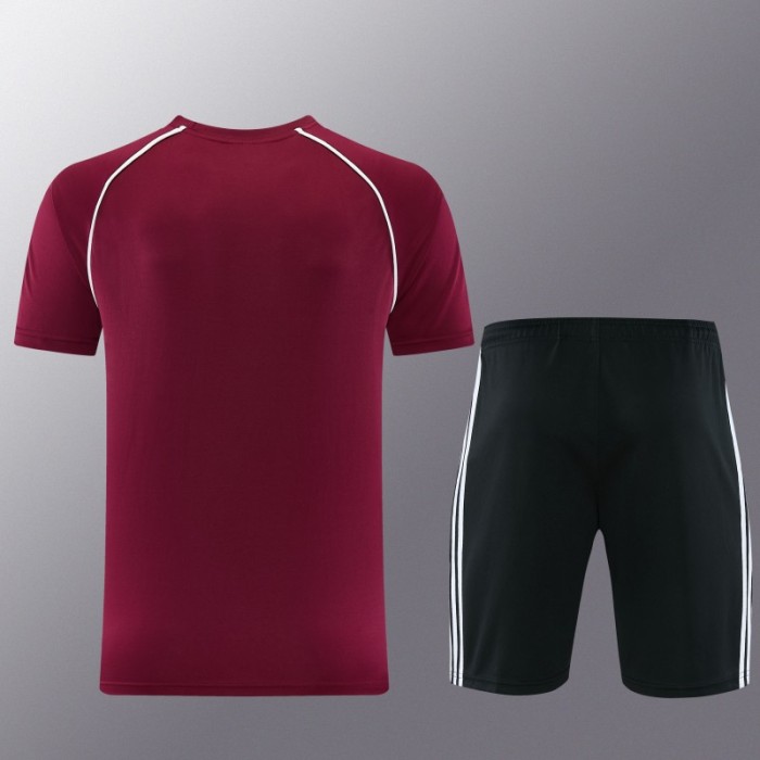 26/27 Adidas AD15  Dark Red Short Sleeve+Soccer Shorts