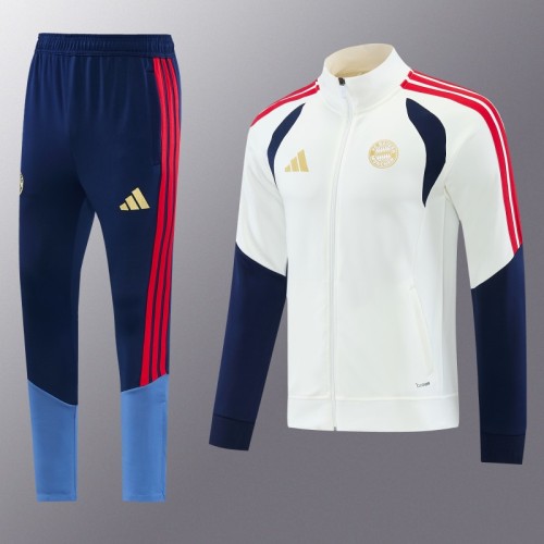 26/27 FC Bayern München 02  White Full Zipper Jacket + Long Pants