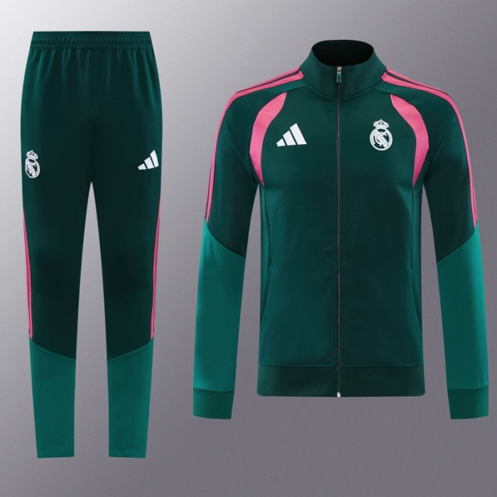 26/27 Real Madrid 02 Dark Green Full Zipper Jacket + Long Pants