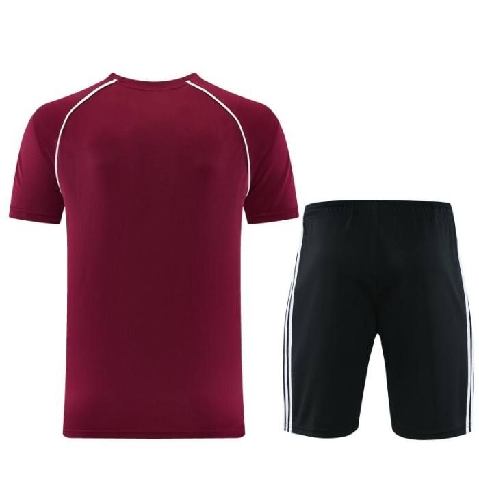 26/27 Adidas AD15  Dark Red Short Sleeve+Soccer Shorts