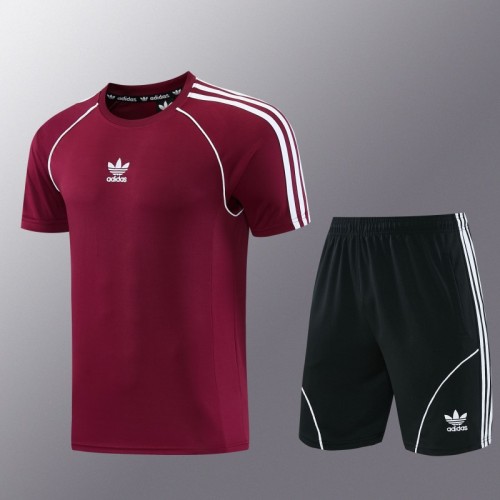 26/27 Adidas AD15  Dark Red Short Sleeve+Soccer Shorts
