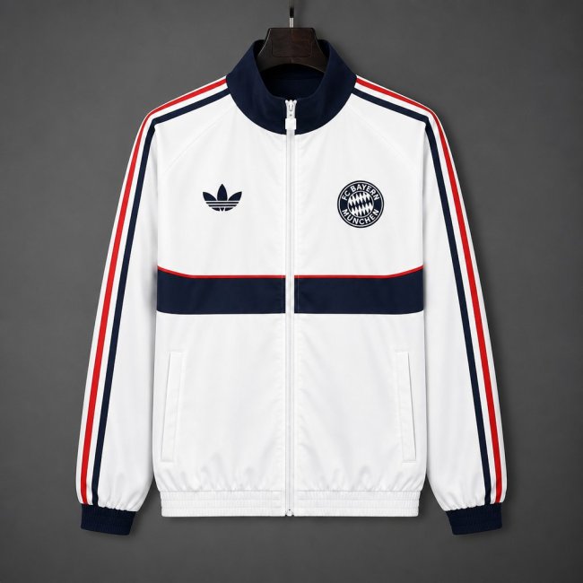 26/27 Bayern Munich White Full Zipper Windbreaker Jacket