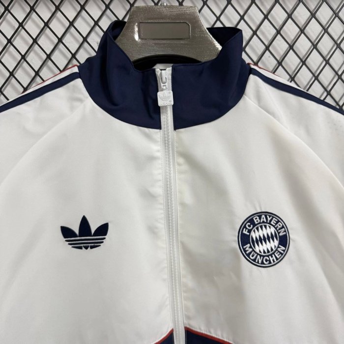 26/27 Bayern Munich White Full Zipper Windbreaker Jacket