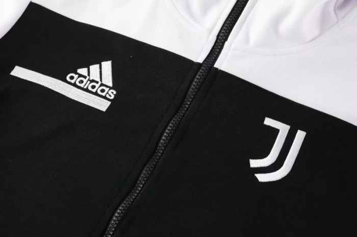 26/27 Juventus  Black/White Full Zipper Hooded Jacket Tracksuit + Long Pants